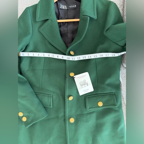ZARA Manteco Wool Coat — Moss Green — Gold Buttons — Size M — NWT - Picture 13 of 16